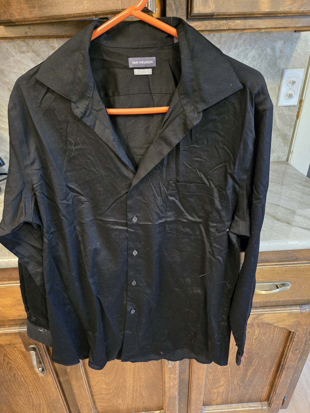 Van Heusen Black Fitted Stretch Shirt